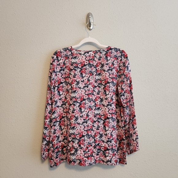 J. Jill Pink & Black Floral Longsleeve Blouse Size‎ Small - Picture 4 of 13